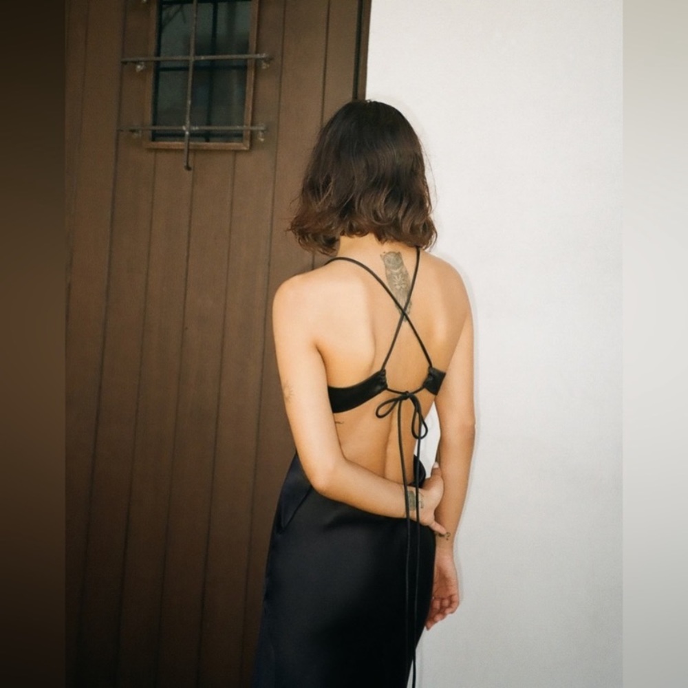 ZARA SATIN DRESS WITH CUT-OUT DETAIL - Picture 5 of 6